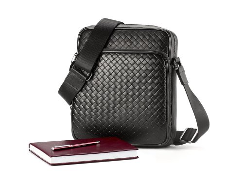 Мужская сумка з плетеной кожи LeGRAND collection 3534-4L Black