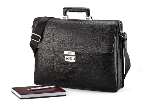 Мужской  портфель  из натуральной кожи  Мont Blanc 8010-3A Black 