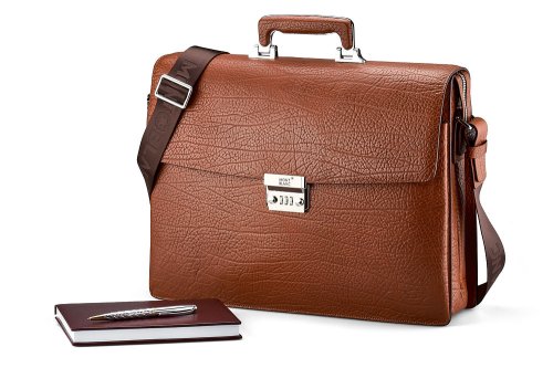 Мужской портфель из натуральной кожи  Мont Blanc 8010-3A Brown 