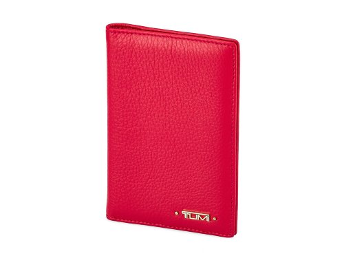 Кожанная женская  обложка для паспорта TUMI 1055 E Red красная 