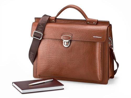 Шкіряний чоловічий портфель Мont Blanc 8639-5 Brown 