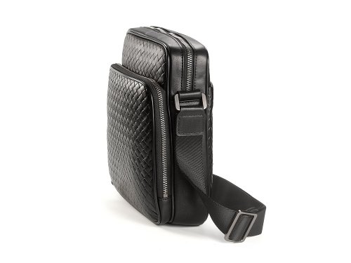 Мужская сумка з плетеной кожи LeGRAND collection 3534-4L Black