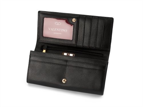 Кожаный женский кошелек  Valentino 802 A Black 