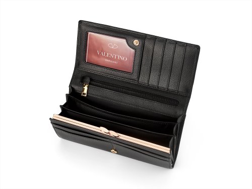 Кожаный женский кошелек  Valentino 802 A Black 