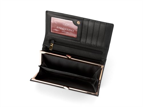 Кожаный женский кошелек  Valentino 802 A Black 