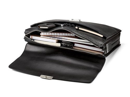 Мужской  портфель  из натуральной кожи  Мont Blanc 8010-3A Black 