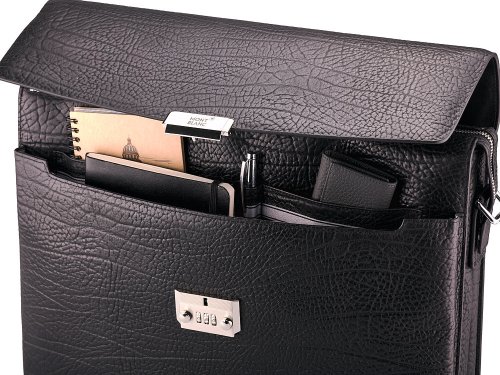 Мужской  портфель  из натуральной кожи  Мont Blanc 8010-3A Black 