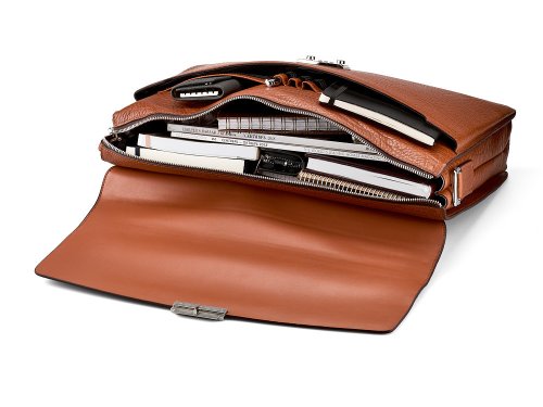 Мужской портфель из натуральной кожи  Мont Blanc 8010-3A Brown 