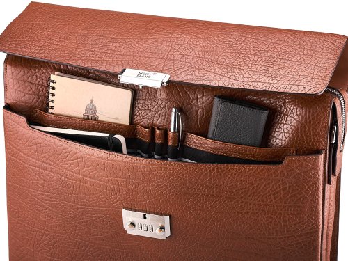 Мужской портфель из натуральной кожи  Мont Blanc 8010-3A Brown 