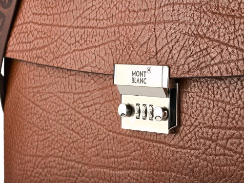 Мужской портфель из натуральной кожи  Мont Blanc 8010-3A Brown 