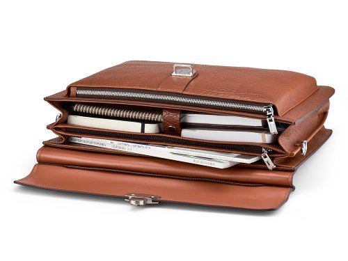 Шкіряний чоловічий портфель Мont Blanc 8639-5 Brown 