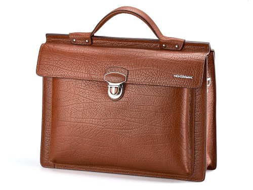 Шкіряний чоловічий портфель Мont Blanc 8639-5 Brown 