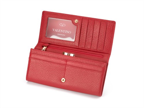 Кожаный женский кошелек  Valentino 802 E Red 