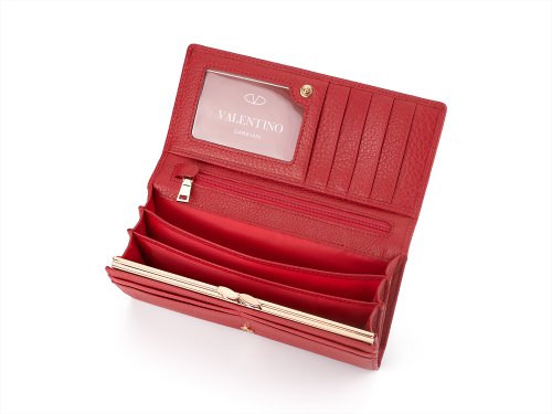 Кожаный женский кошелек  Valentino 802 E Red 